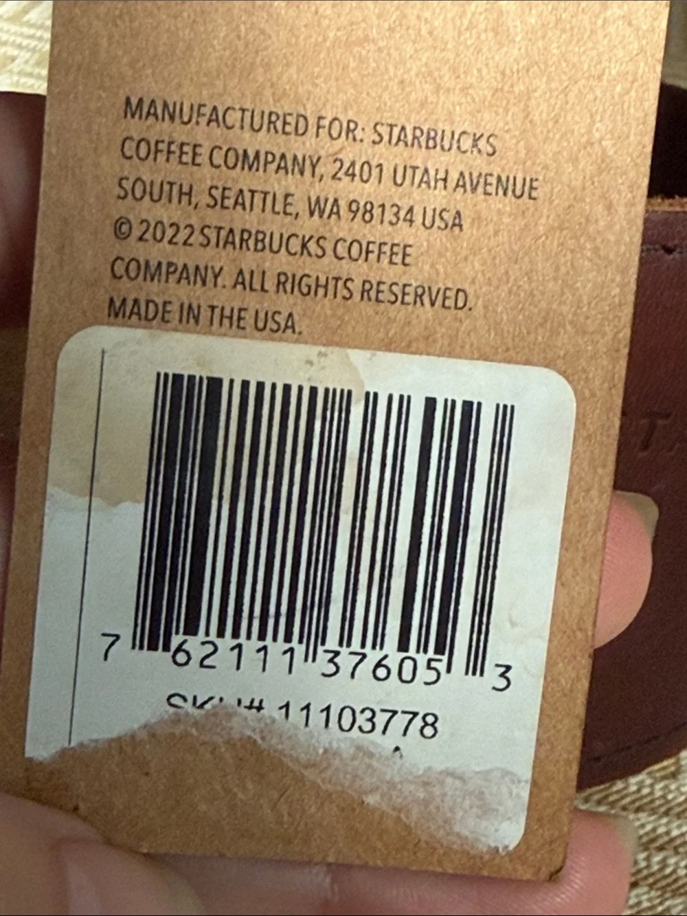 NWT Starbucks Brown Leather Reserve Roastery Chicago Cup Sleeve Coozie